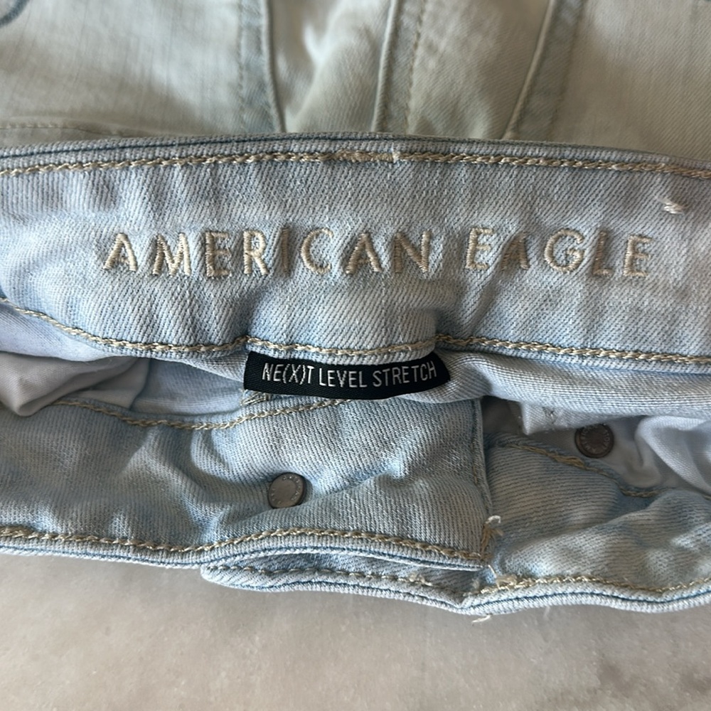 American Eagle Next Level Stretch Hi Rise Shortie Denim Shorts - Picture 4 of 12